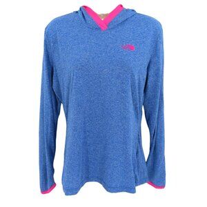 The North Face Womens Medium Heathered Blue Pink Hooded Flashdry Pullover Hoodie